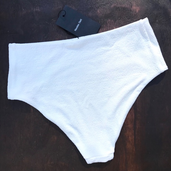 Massing Dutti Textured Bikini Bottoms High-Rise Smocked Swimwear Size Large - Picture 3 of 6